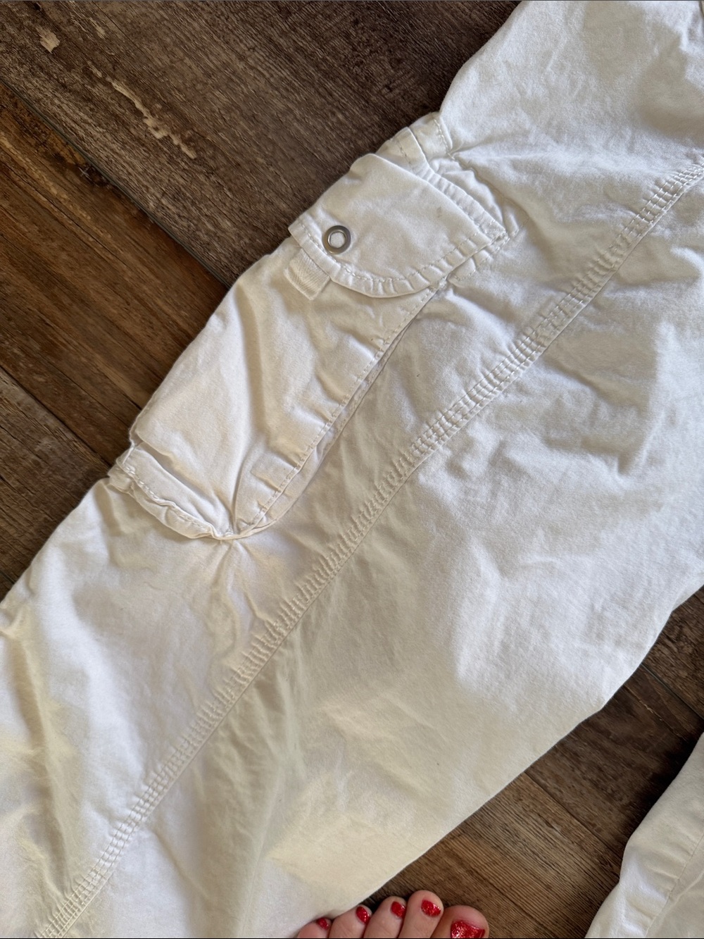Garage White Cargo Pants with Drawstring Hems - Picture 4 of 7
